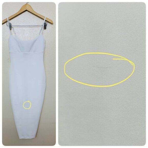 Nookie Bailey Midi Crepe Bodycon Dress Small Ivory Spaghetti Strap $199 - Picture 3 of 12